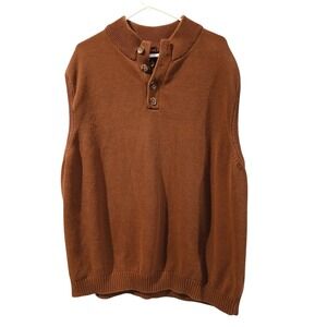 Oak Hill Mens Brown Button Neck Sweater Vest Big Tall 4XL